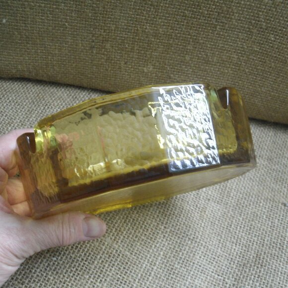Vintage Blenko Amber Glass Pebble Textured Ashtray - Picture 8 of 14